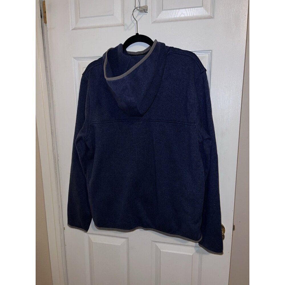 L.L. Bean Men’s Hooded Slightly Fitted Sweater Fleece 1/4 Snap Pullover Top L Rg - Picture 8 of 12